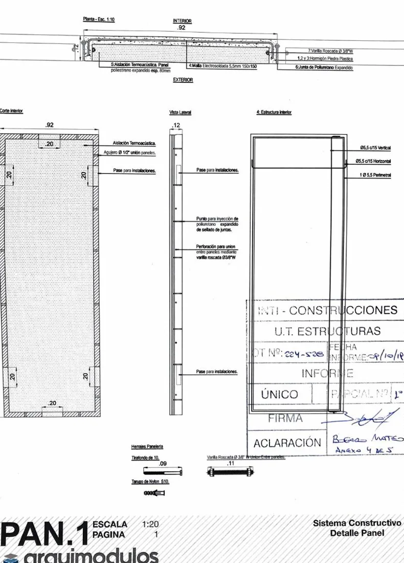 Detalle técnico del panel Concreplac